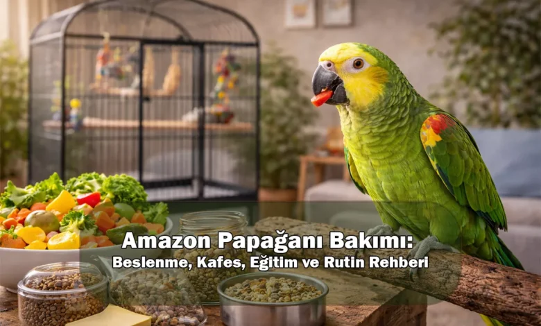 Amazon Papağanı Bakımı: Beslenme, Kafes, Eğitim ve Rutin Rehberi