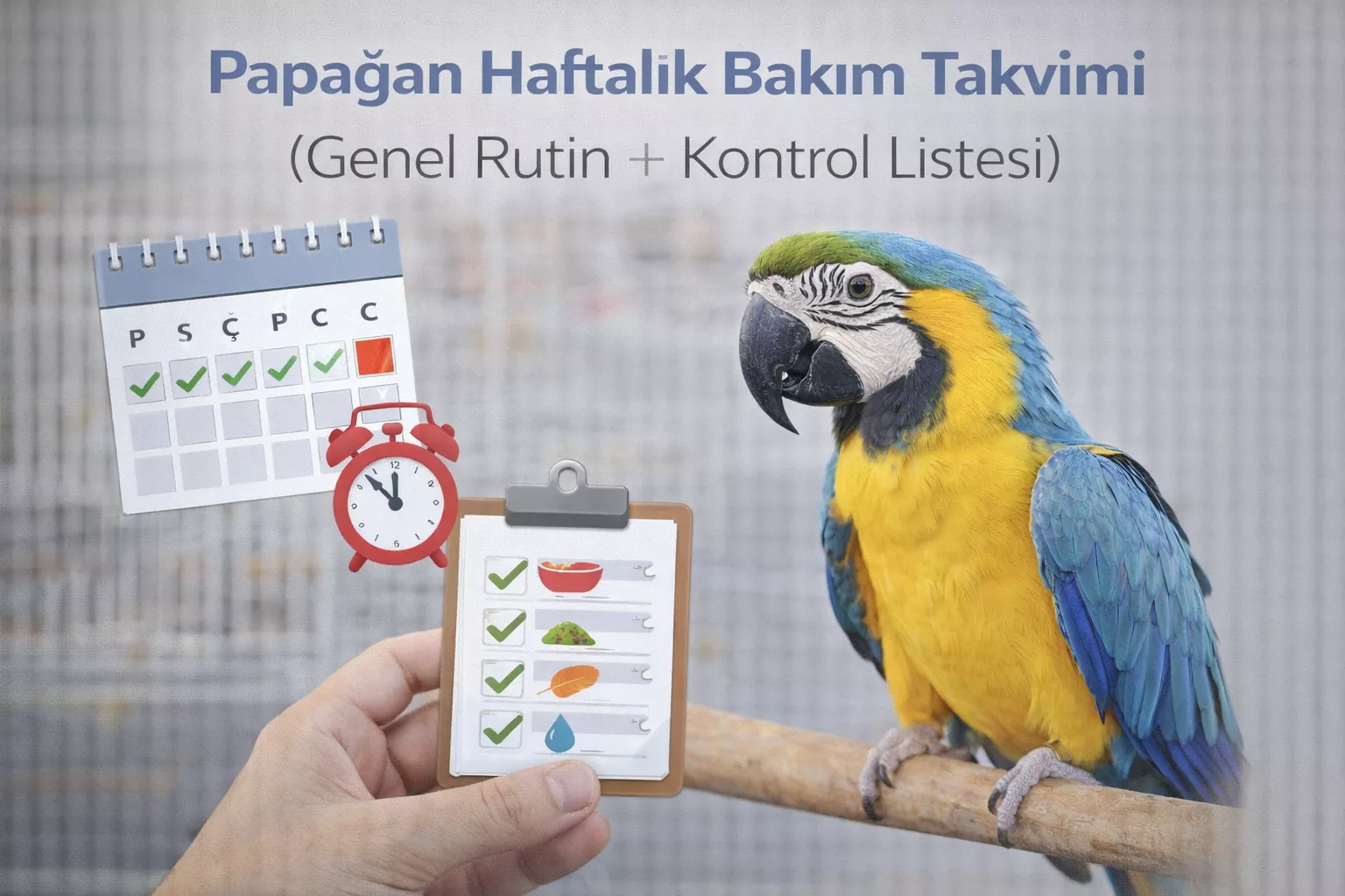 Papağan Haftalık Bakım Takvimi (Genel Rutin + Kontrol Listesi)
