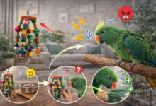 papağan yeni oyuncaktan korkuyor